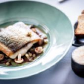 A grey mullet dish served at Restaurant Nathan Outlaw, Rock
