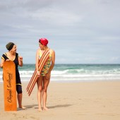 Sally Parkin and Madame Tashy on the beach