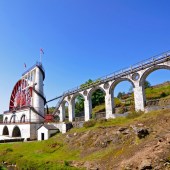 The Great Laxey Wheel with viaduct Photo: tr3gin/Shutterstock