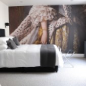 Bedrooms at Swain House have been given the wow factor with a wall of custom-made digital wallpaper, each featuring a detail from a National Gallery masterpiece
