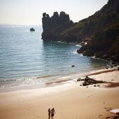 Beauport Bay, Portelet Bay, beach, barefoot