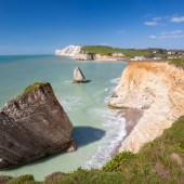 Dramatic, chalk, cliffs, Freshwater Bay, Isle Of Wight, art