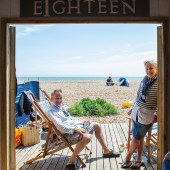 Andy and Mary’s beach hut has become a haven for their extended family. ‘The kids can throw food around and it’s fine – everything is wipeable’