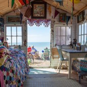 Many of West of Haven’s front-row beach huts come with a 10-year waiting list and a price tag of around £25,000. ‘When we looked for houses with sea views we couldn’t find one, so this was the next best thing,’ says Claire Fletcher,  who moved to Hastings 15 years ago