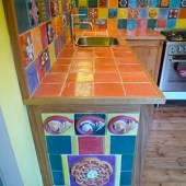 An end panel in the Tudor kitchen