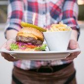 Try a tasty rare breed burger at Jimmy's Farm. Photo: Nick Ilott