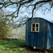 The charming shepherd's hut at Lodge Farm