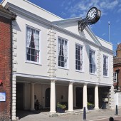 The town hall at Hythe was built in 1794 with a fine clock projecting over the high street. Photo: Ron Ellis/Shutterstock