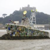 Last year, SAS created this 30ft plastic bottles warship on the Cornish coast to raise awareness of marine litter, and installed it in front of the Houses of Parliament
