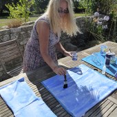 Dyeing fabric outside