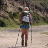On the move as part of her 300-mile solo trek