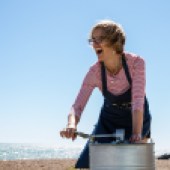Sea-loving Katharine carries out her honey extraction on the beach in St Leonards, where she and some friends also have a beach hut