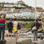 Looking at the town from the harbour wall