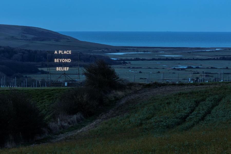 Sussex Modern Nathan Coley Installation Rathfinny. Photo credit Keith Hunter