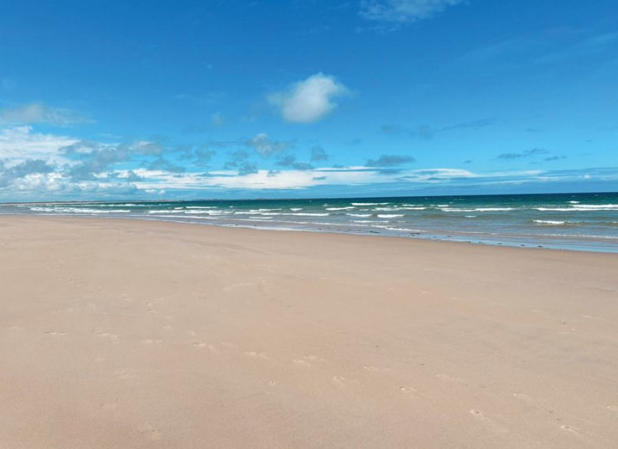 The golden sandy beach at Alnmouth