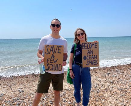 Emma King (right, pictured with Adam Parker, a ReFounder at OceanSaver) is on a mission to save and protect ocean life