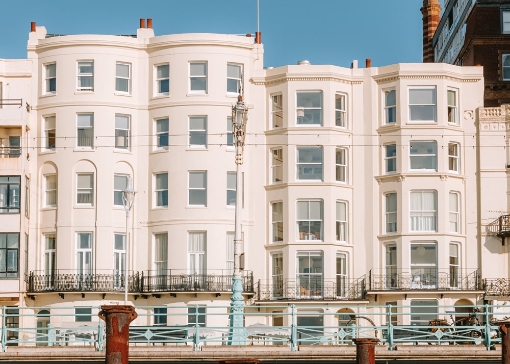 The architecture combines Georgian and Victorian styles. No. 124, Brighton
