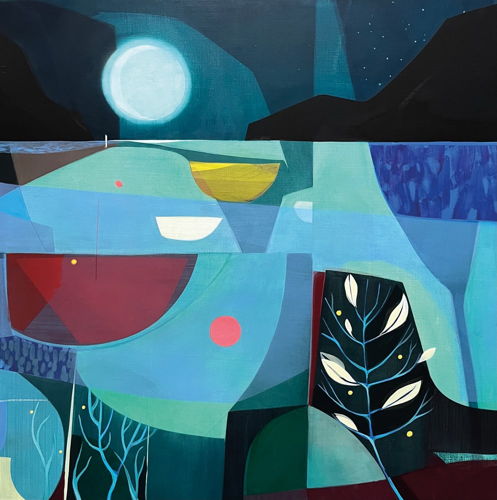 Adjusting to the Dark - Louise's process is one of constant refinement and building up layers ';ike veils', and each finished piece can have five or six paintings beneath the surface, with underlying marks adding depth and texture. Photo credit kingandmcgaw.com and louisebody.com