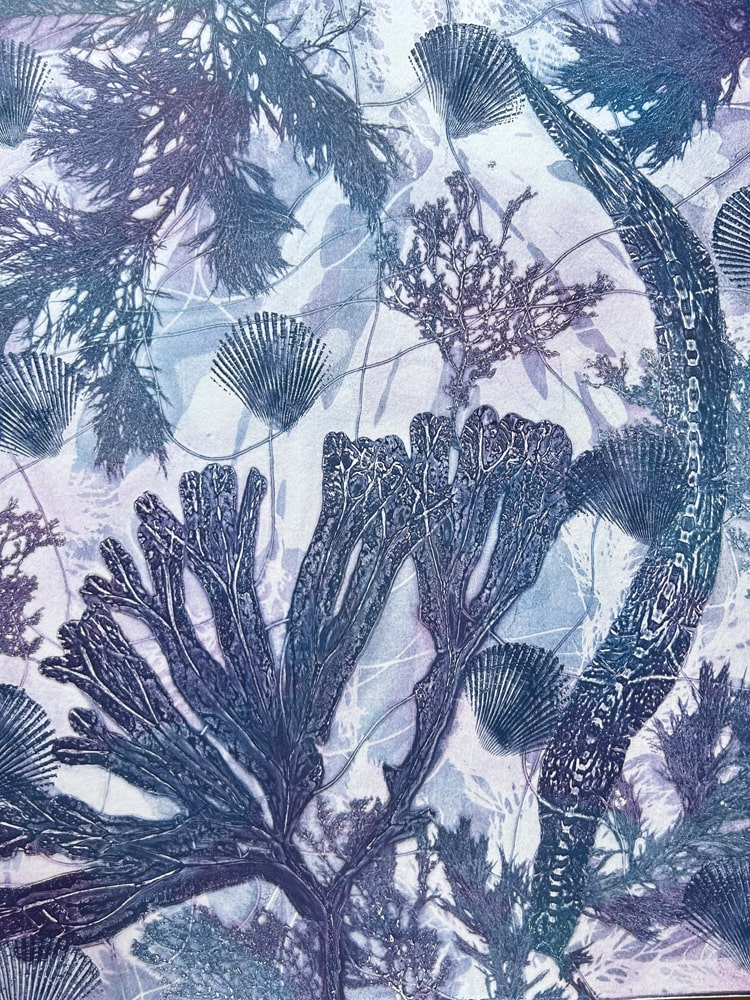 Beneath the Waves – one of a series of original unique monoprints;