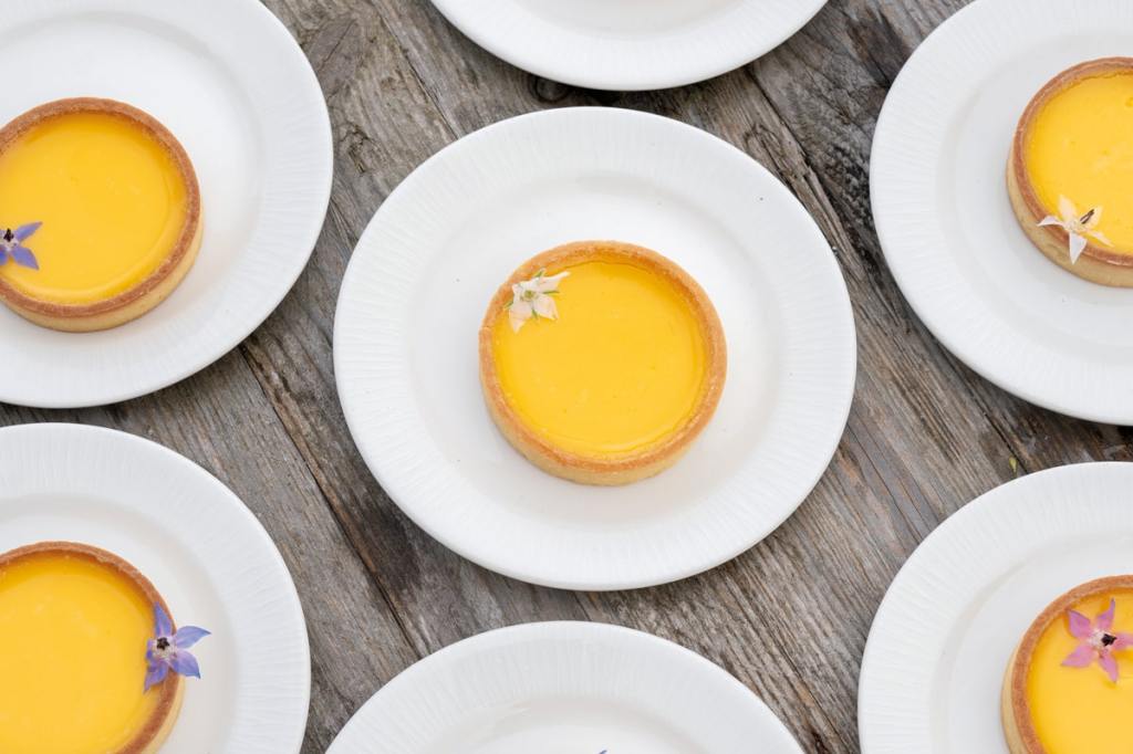 Lemon tartlets infused with the farm’s verbena and decorated with a borage flower. Photography Frankie Thomas