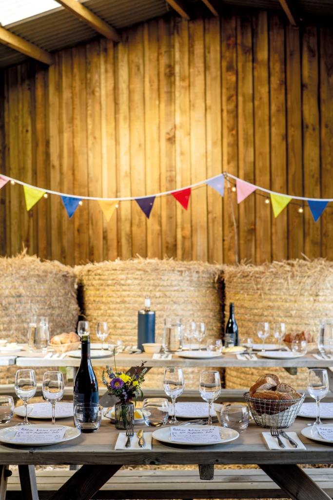 The farm now boasts a fantastic heated events barn, which allows long-table feasts to be held all year round. Photography Frankie Thomas