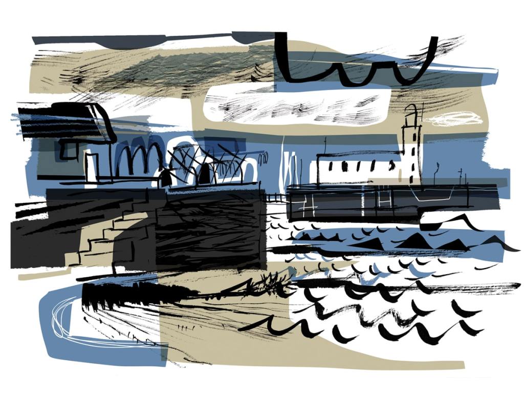 Artist Gillian Martin, Scarborough Lighthouse