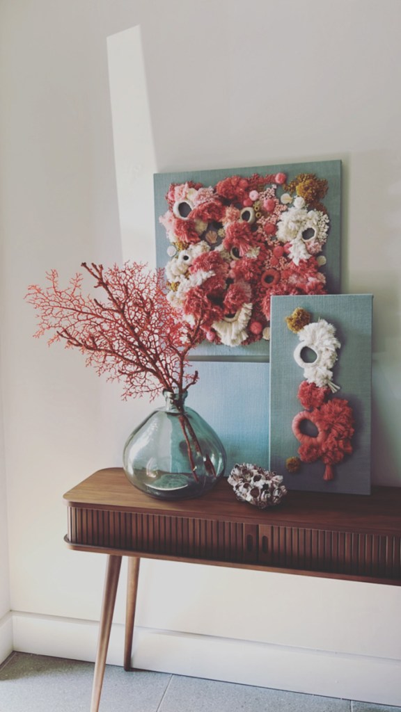 An aquatic artwork takes pride of place among other undersea-themed pieces – Helen says that every piece she makes is infused with ‘that deep coastal connection’; 