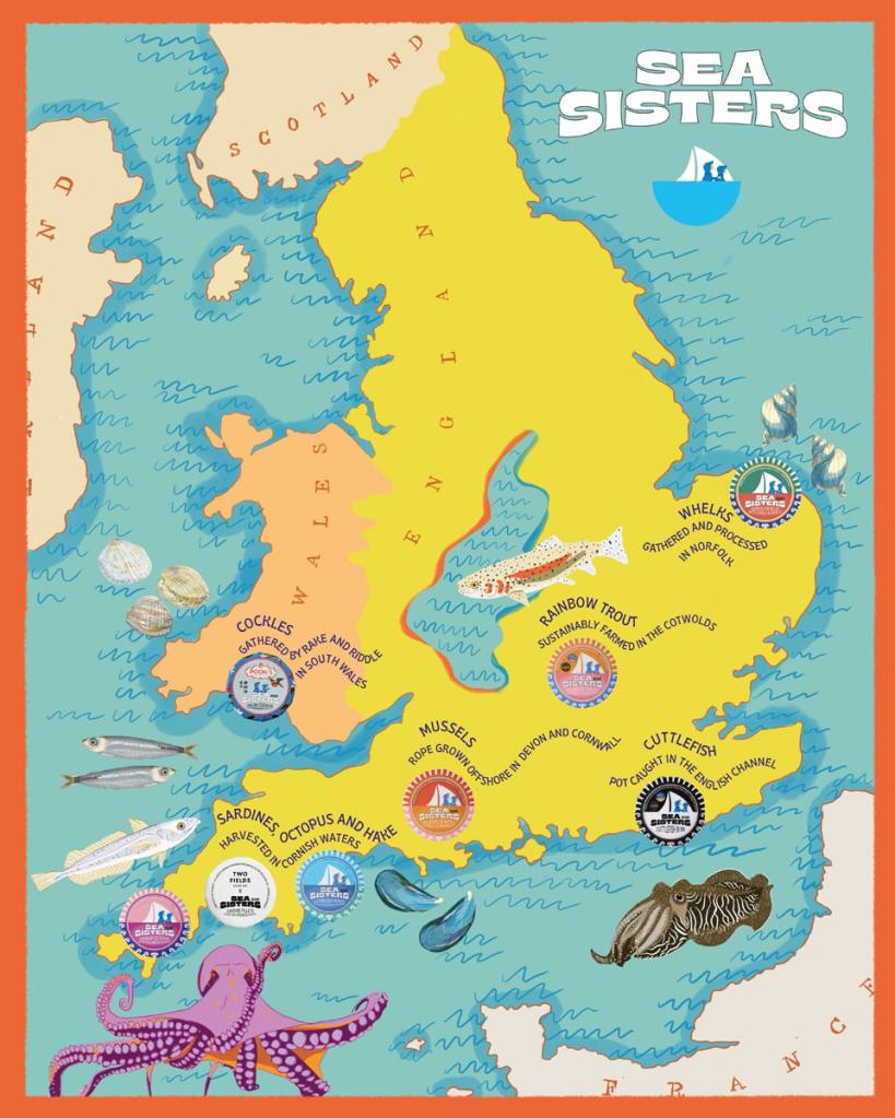 he origins of the company’s seafood, sustainably sourced around the UK