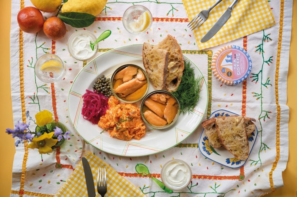 Rainbow Trout Smoked Over Oak, served with sourdough toast and accompaniments