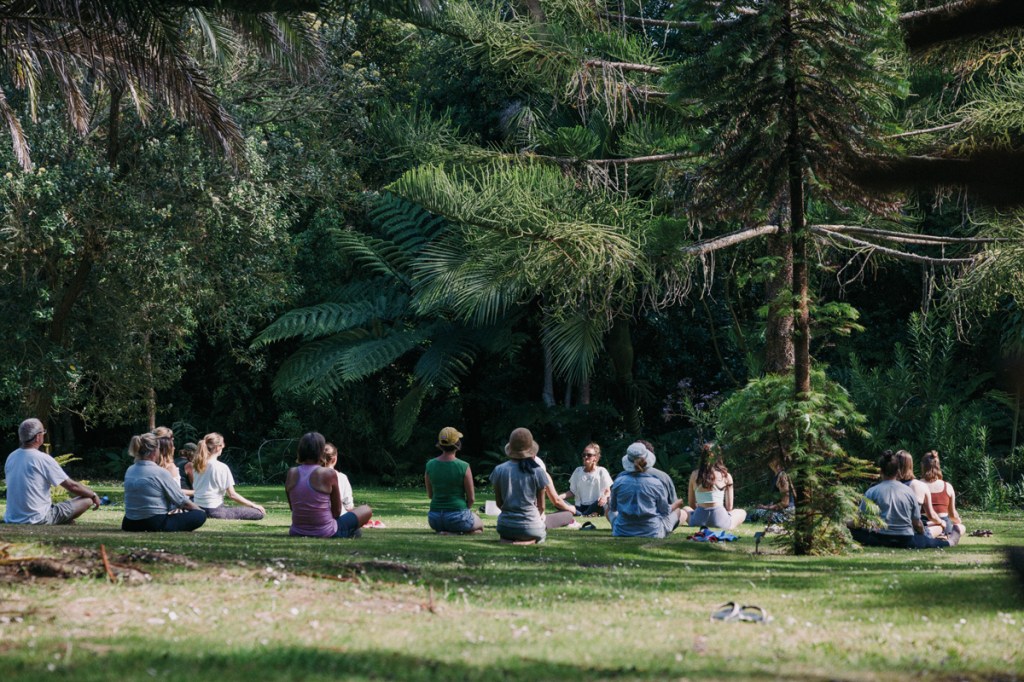 A group meditation
session