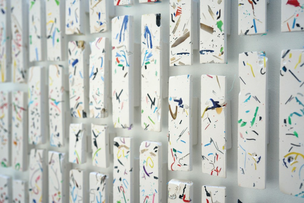 Steve does not alter the objects he finds on the shore, but they are painstakingly sorted by type, colour, material and shape and transformed into works that may feature thousands of components