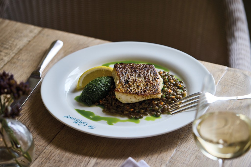 Hake with puy lentil stew and salsa verde 