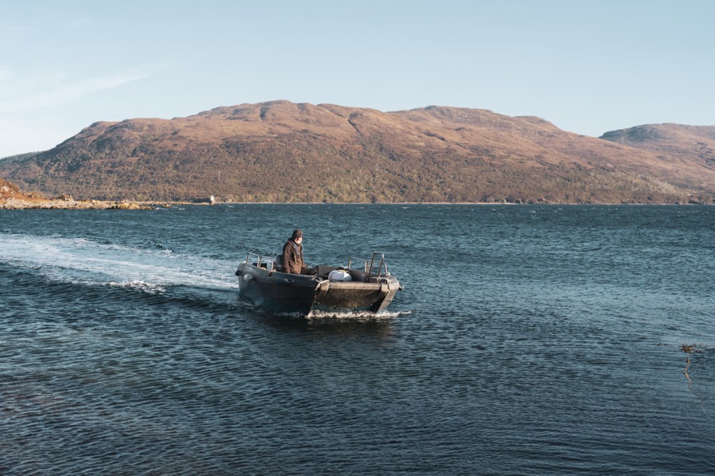Visitors who come to stay on the island are ferried by Skipper Gus in an eight-foot inflatable boat – travelling light is advised  